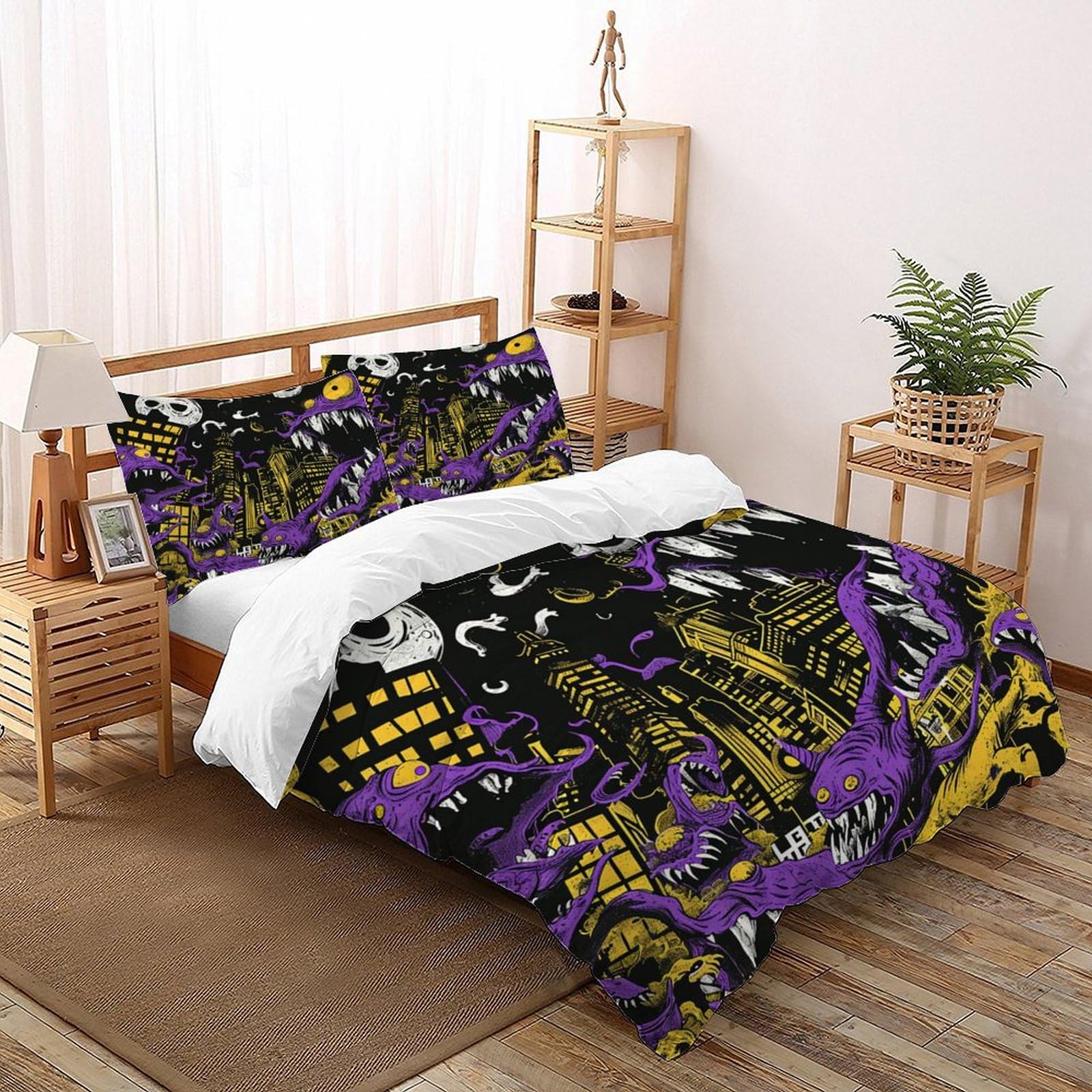 Parure de lit adulte 200x200 city theme et housse de couette imprimée graffiti avec fermeture