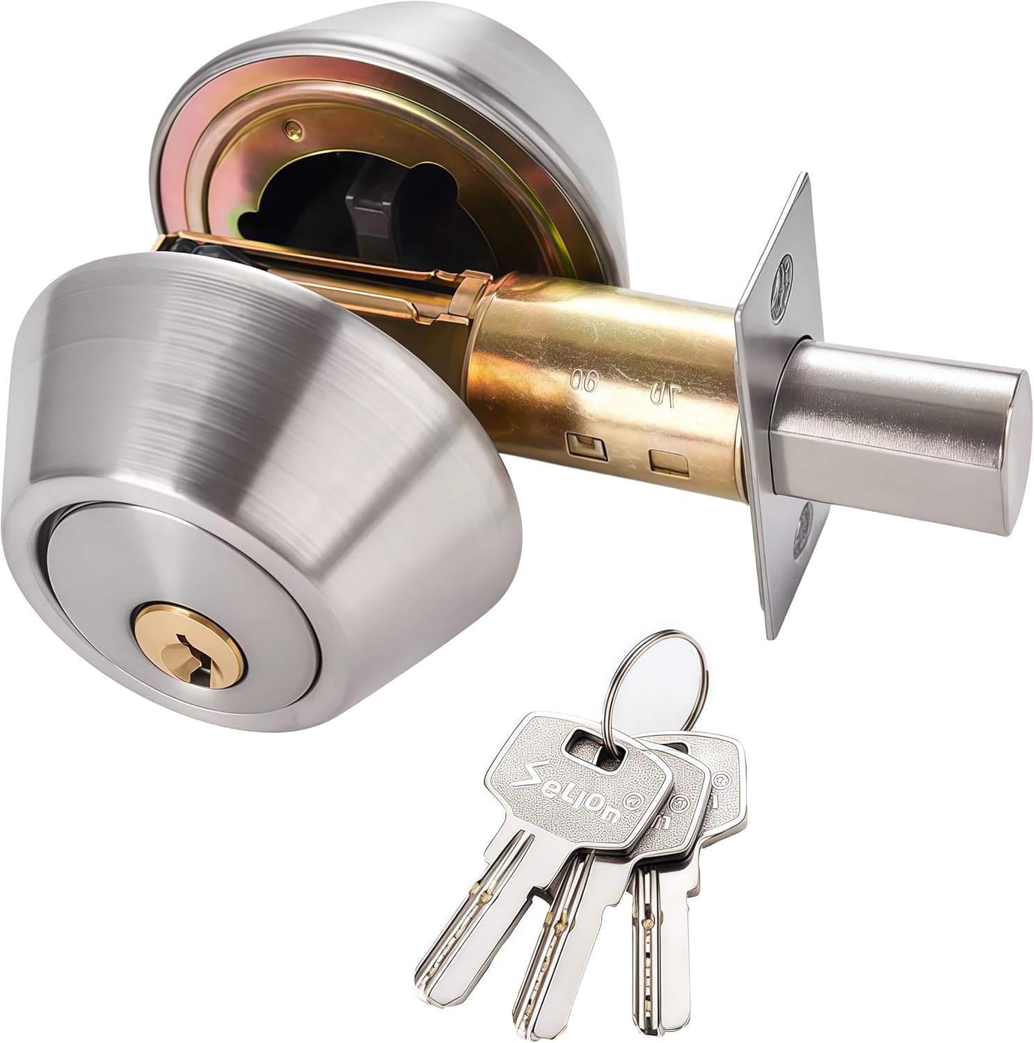 Silver Steel Double-Head Cylinder Deadbolt Lock- High Security Anti-Kick Door Lock, Easy to Install, Fits Standard Doors, for Home, Apartment and Office Security