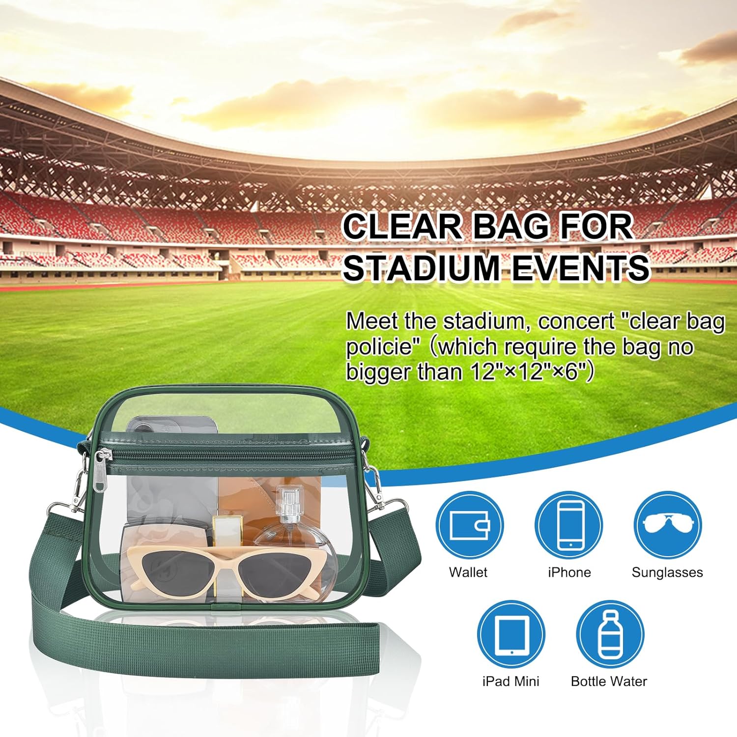 Clear Bag for Stadium Events Mini Small Sports Fan Messenger Bag Clear Purse for Sport Events Concert Festivel - Image 7