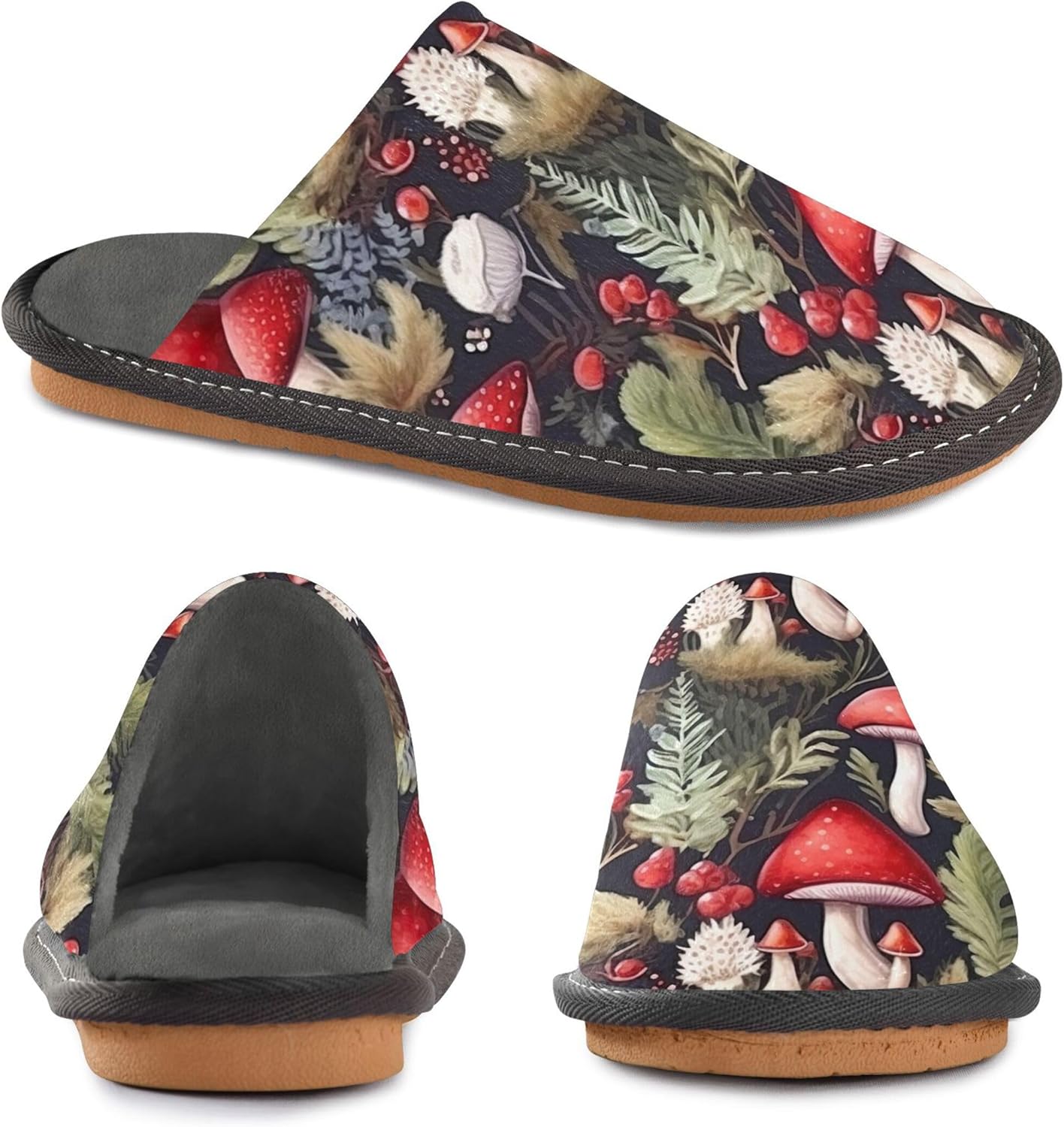 Mushroom House Slippers – Cozy Fuzzy Slippers for Guests, Washable & Disposable, Perfect for Shoeless Home, Spa & Hotel Use A110207