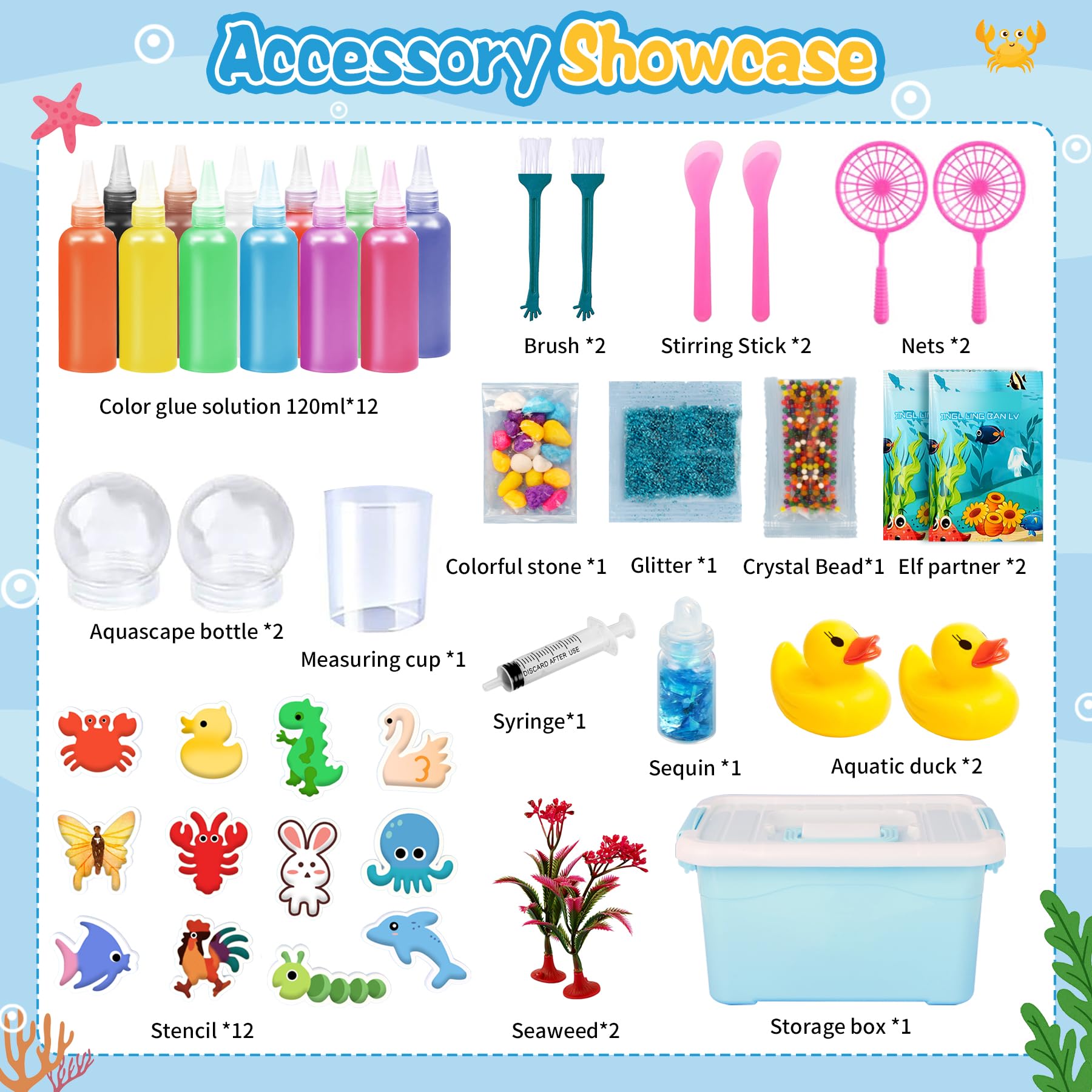 IEEILULU Magic Water Elf, Kit Creativo 3D Magic Gel, Magico Elfo Acquatico con 13 Flaconi di Gel Colorato e 10 Formine, Giocattolo Acquatico Fatto a Mano per Ragazzi e Ragazze (120ML-1)