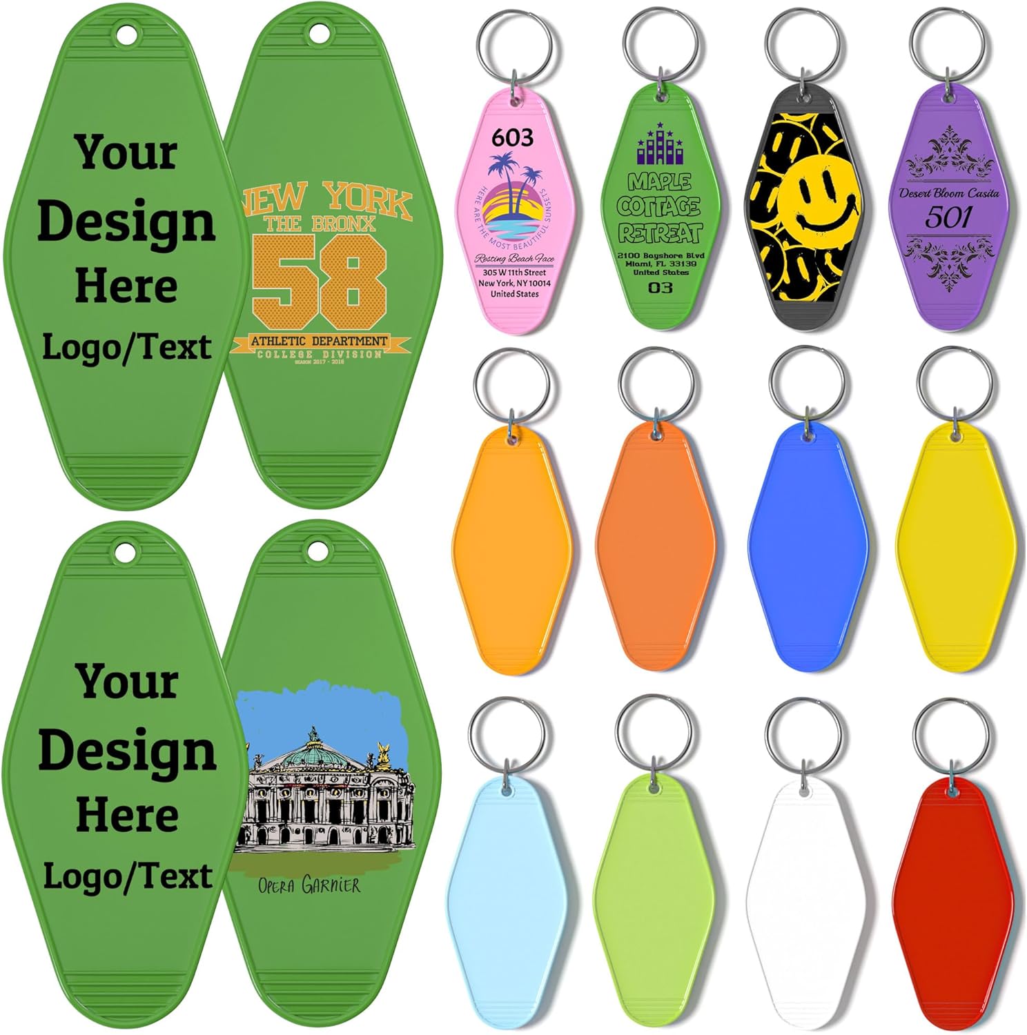 Custom Hotel Motel Keychain, 30PCS Double-Sided Print your Logo/Text, Personalized Key Tags, Vintage Keychains Bulk