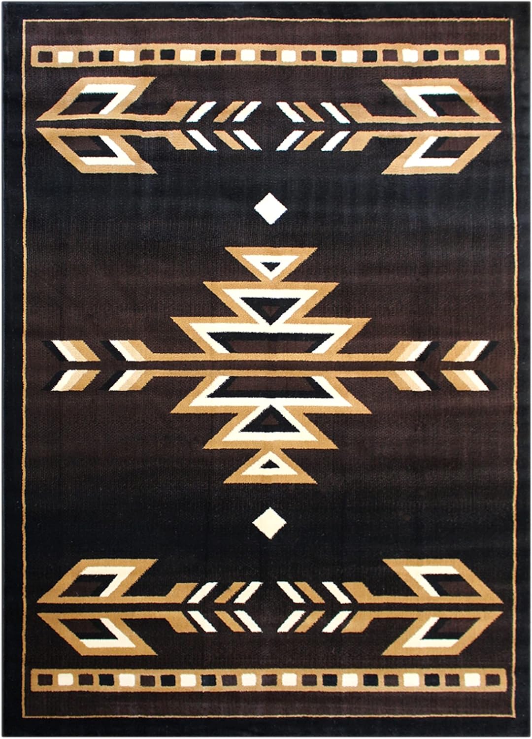 Masada Masada Rugs 8'x10' Southwest Native American Area Rug in Brown, Black, Beige & Ivory
