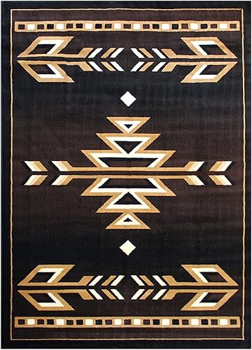 Miniatura 4 de Masada Masada Rugs 8'x10' Southwest Native American Area Rug in Brown, Black, Beige & Ivory Marrón,Azul,Verde,Beige