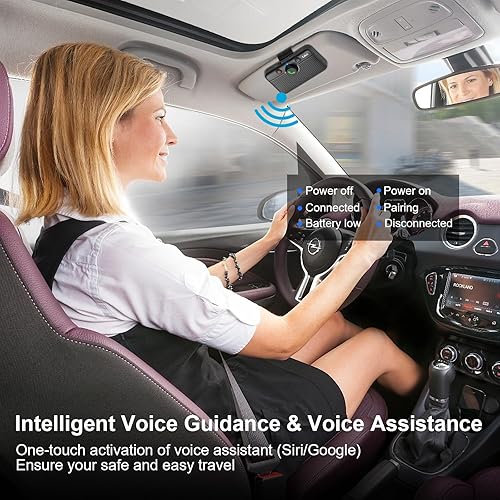 Miniatura 3 de 1Mii Altavoz Bluetooth 5.3 para automóvil, manos libres Bluetooth para teléfono celular, encendido automático de movimiento, asistente de voz para