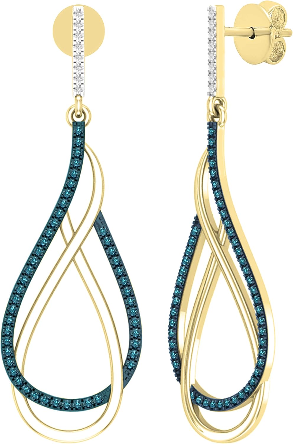 Dazzlingrock Collection 0.30 Ctw Round Natural Diamond Infinity Teardrop Push Back Dangle Earrings for Women in Real Solid Gold & 925 Sterling Silver