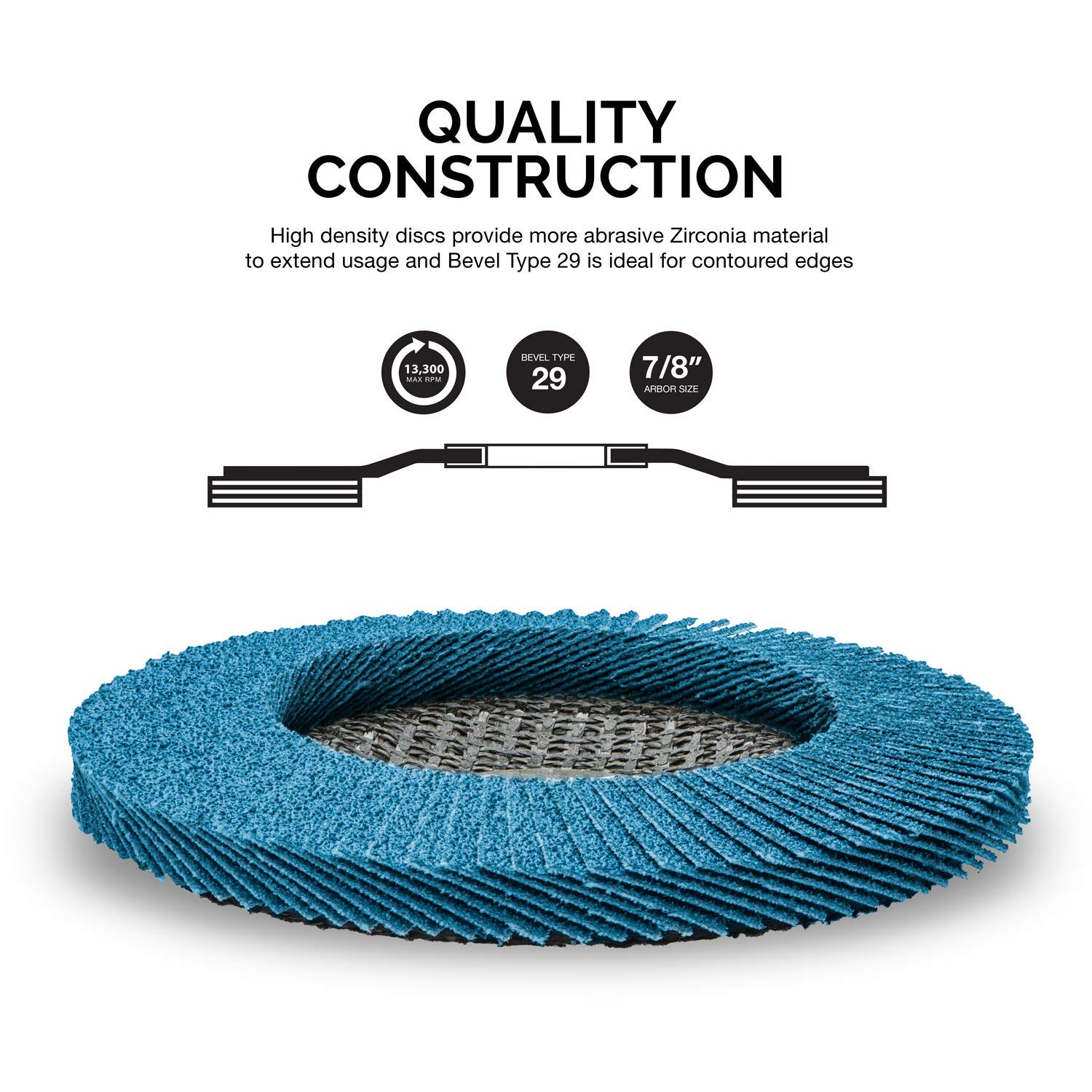 NEIKO 11258A 10 Pack Jumbo Zirconia Flap Discs 4-1/2 for Angle Grinder, 80 Grit Flapper Wheel, Angled T29 Grinding Wheel 4.5 Inch Flap Disc, 7/8" Arbor Grinding Disc, Flap Wheel for Metal Sanding