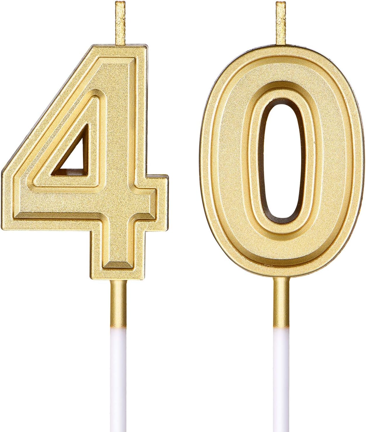 Frienda 40th Birthday Candles Cake Numeral Candles Happy Birthday Cake Candles Topper Decoration for Birthday Wedding Anniversary Celebration Supplies (Gold)