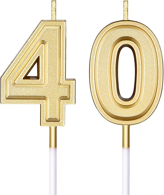 40th Birthday Candles, Number 40 Candles, Happy Birthday Cake Topper Numeral Candles Decoration for Men Women Birthday Party Wedding Decoration Anniversary Celebration Supplies Theme Party (Gold)