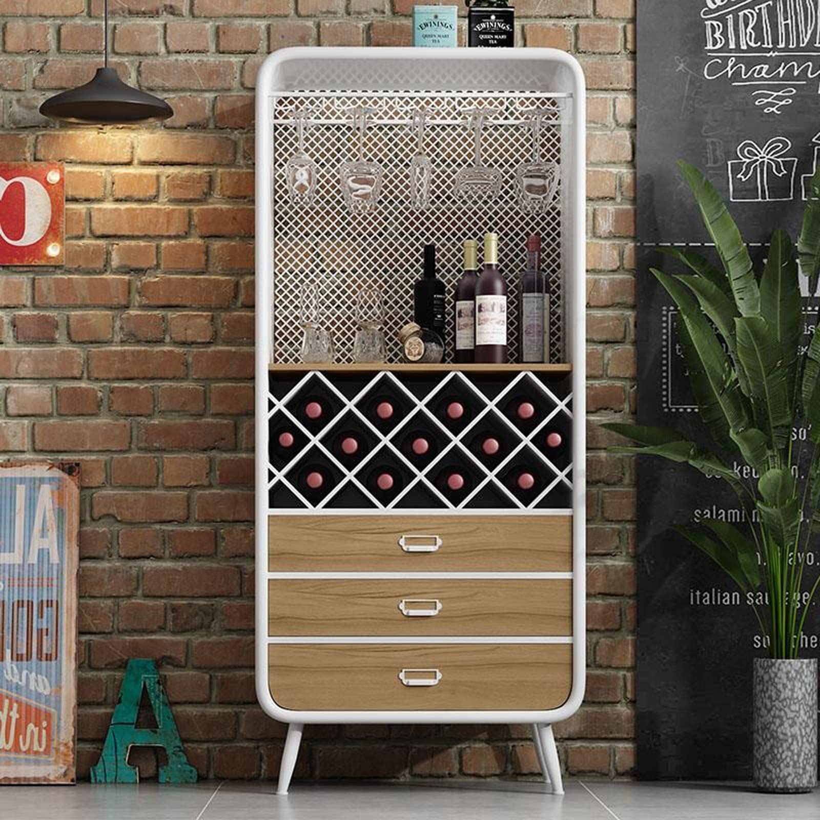 mobile liquori Armadio a liquore multifunzionale da pavimento a soffitto di vino sideboard vintage in ferro battuto in ferro battuto piccoli armadietti piccoli armadietti piccoli cantinetta vino ( Siz