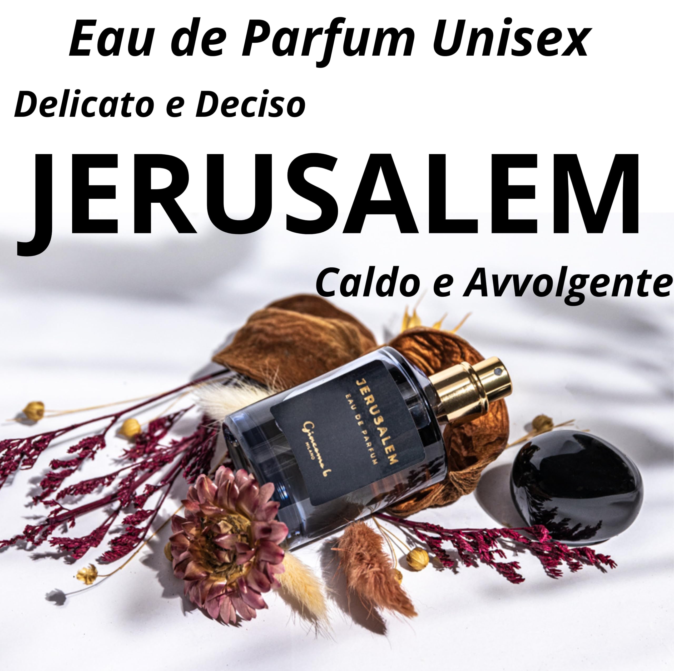 JERUSALEM Profumo Unisex Nardo Incenso Ambra 50ml | Fragranza Spirituale Aromaterapia | Eau De Parfum Rilassante Personale dalla Persistenza Leggera | Essenza di Amore e Devozione | Made in Italy