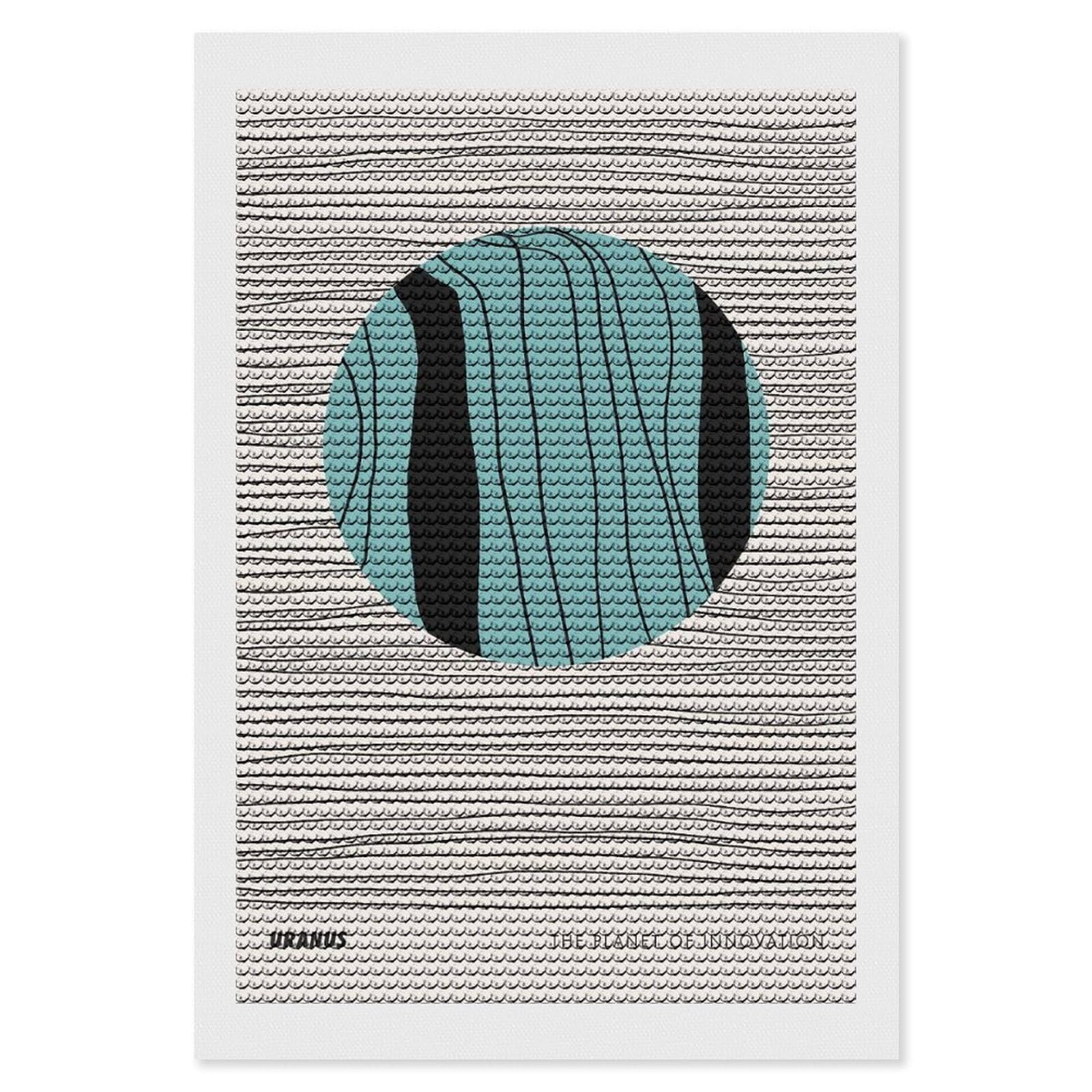 Junmoney Uranus Planet DIY Diamond Art Canvas Kit 8"x12", for Adults, Decorate Your Room, Gift Idea, Modern Decor, Finish and Display