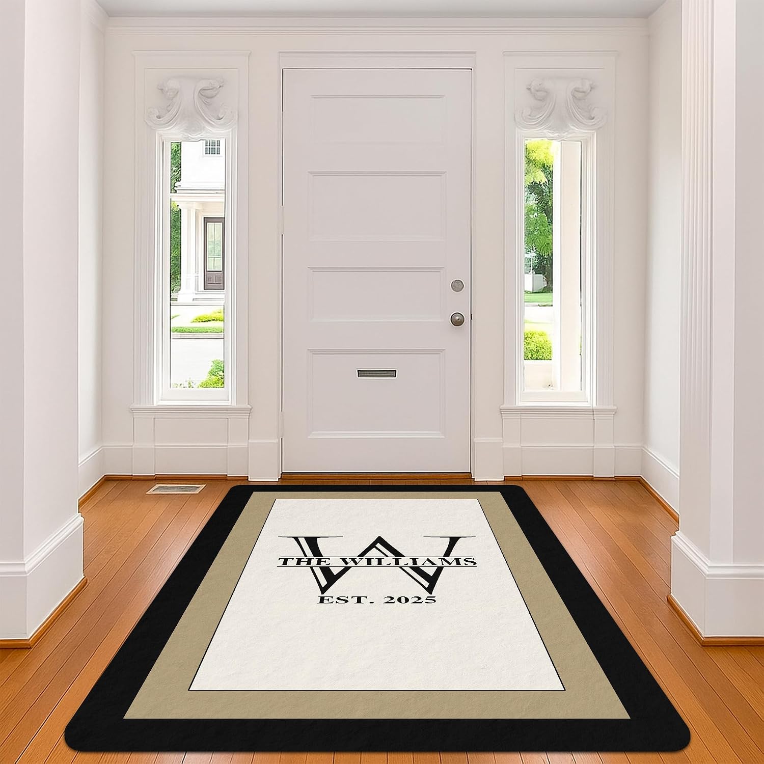 Family Name Rug for Inside House, Newlywed Closing, Monogram Rug Mat, Welcome Front Door, Custom Entryway Rug Unique Gift for Husband Wife, Housewarming Gift for New Engaged Married (Luxury Name-01)