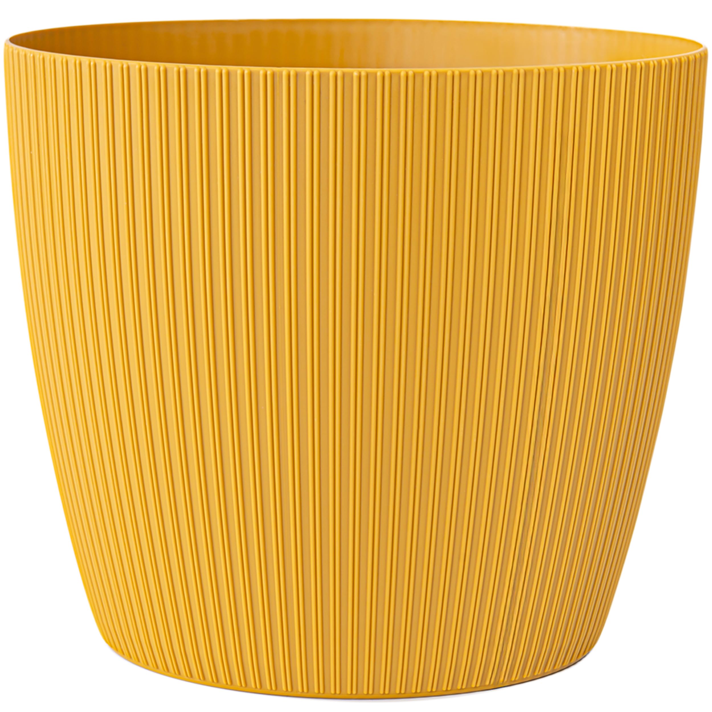 KONZEPT Blumentopf groß, gerillte Struktur, Übertopf Ø 30 cm, gelb