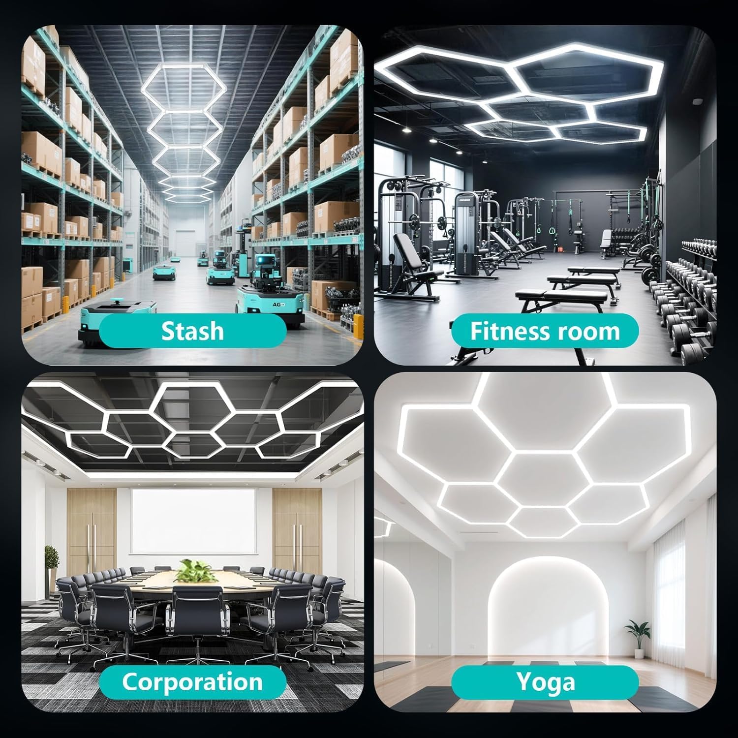 Hexagon Garage Lights, 42W 6500K Hexagon Lights Easy Install Super Bright Garage Lighting Ceiling LED for Garages Workshop Warehouse Basement Gym (1 HEX)