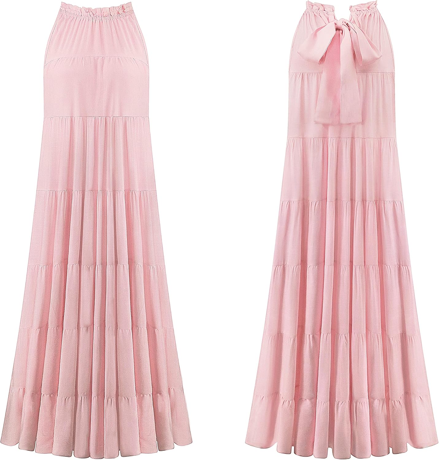 R.Vivimos Women's Summer Boho Ruffle Halter Sleeveless Mock Neck Tie Back Flowy Maxi Dress with Pockets - Image 7