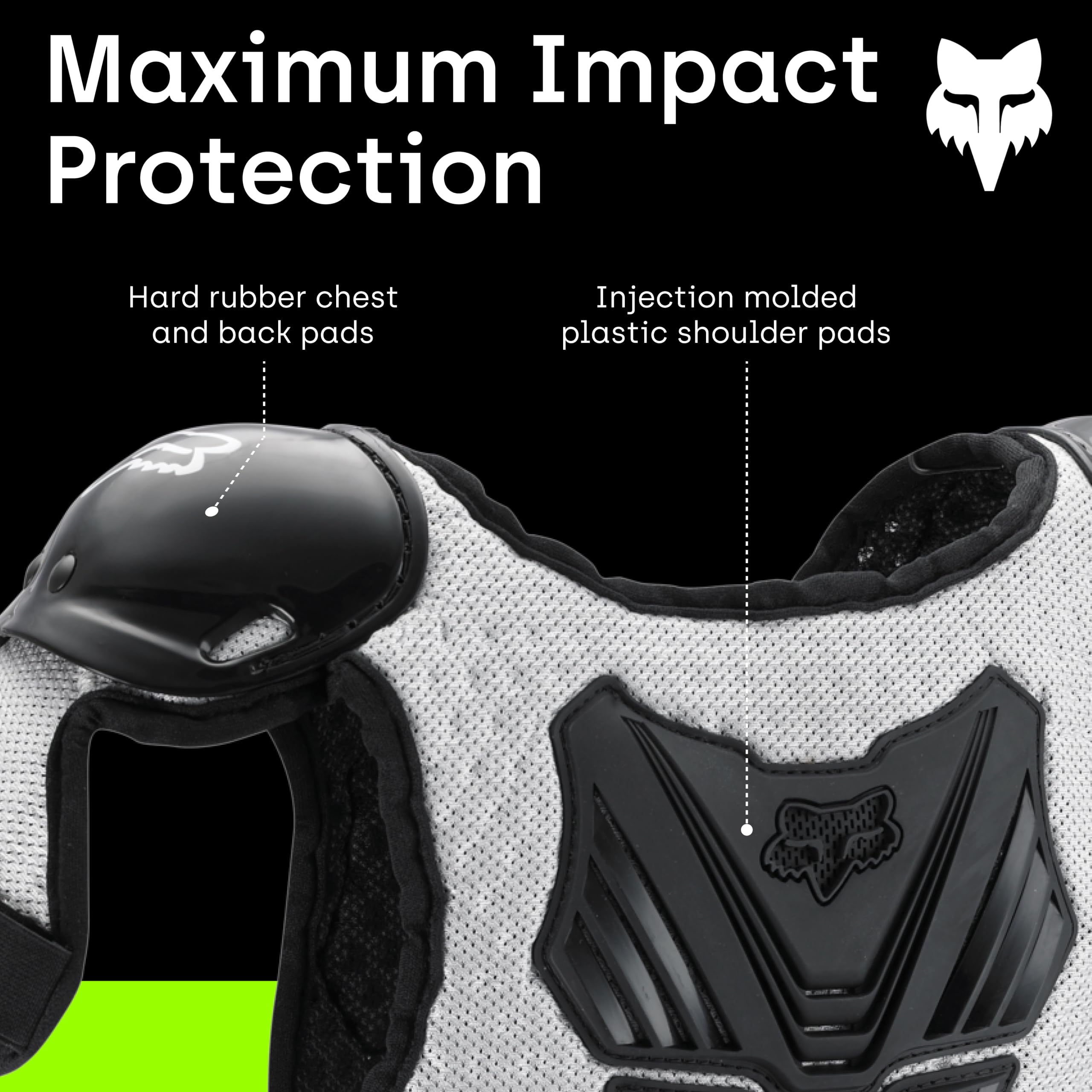 Fox Racing - Peewee Titan Roost Deflector – Pechera de Motocross Bicicleta de montaña – Transpirable, Ajustable, niños de 4 a 7 años, Protectores, Motocross