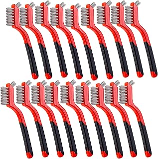 BEBORIN 18PCS Stainless Steel Wire Scratch Brush Set with Beech Wood Handles for Rust, Paint & Dirt Removal