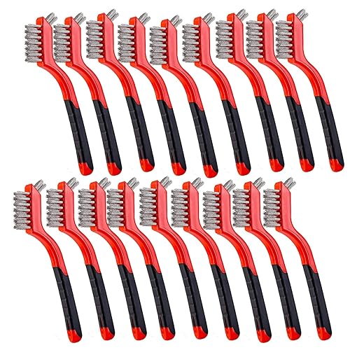 Miniatura 5 de Juego de cepillos de alambre para raspar, agarre suave para el óxido, la suciedad y la limpieza de pintura con limpieza profunda (14, 14 piezas, 5