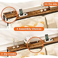 Vista 5 de SUPERJARE Mesa consola con tomacorriente, mesa de sofá de 63 pulgadas con estación de carga, mesa de entrada estrecha, mesa detrás del sofá