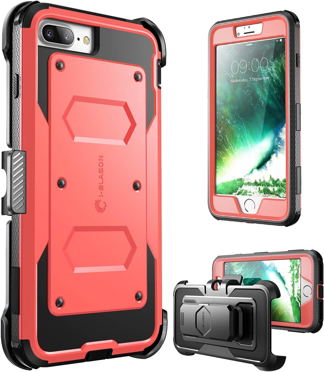 i-Blason Case for iPhone 8 Plus/iPhone 7 Plus, Armorbox Built in Screen Protector Full Body Heavy Duty Protection Case With Shock Reduction/Bumper (Pink)