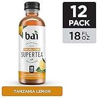 Vista 4 de Bai Té helado, Tanzania Lemon, superté con infusión de antioxidantes, elaborado con té real (té negro, té blanco), botellas de 18 onzas líquidas