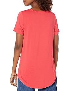 Amazon Essentials Womens Relaxed-Fit Short-Sleeve V-Neck Tunic (Available in Plus Size)