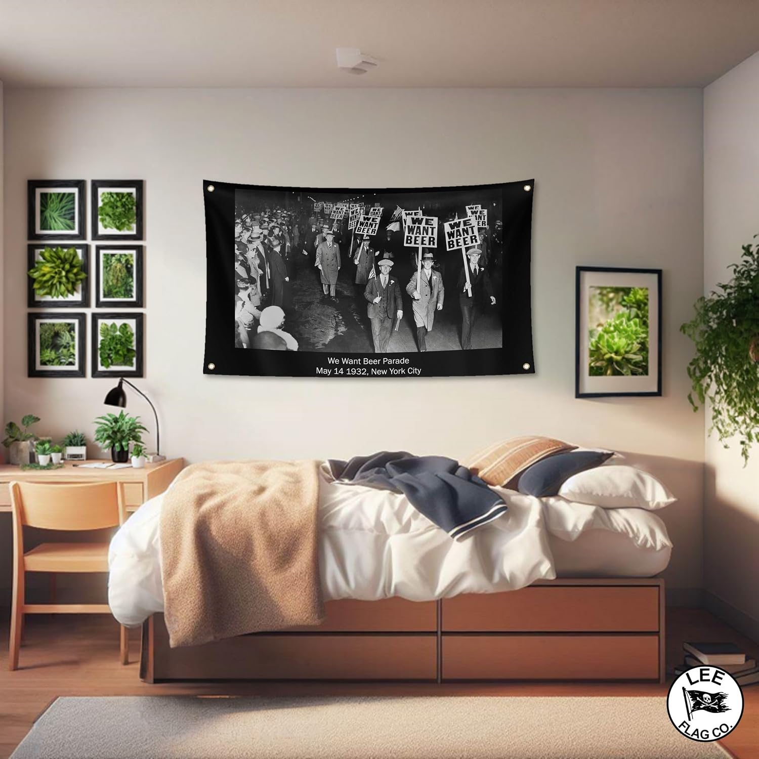 We Want Beer Flag 3'x5' Prohibition Protest Flag For Dorm Room, Bar, Gym, Man Cave, Home Office or Garage by Lee Flag Co.