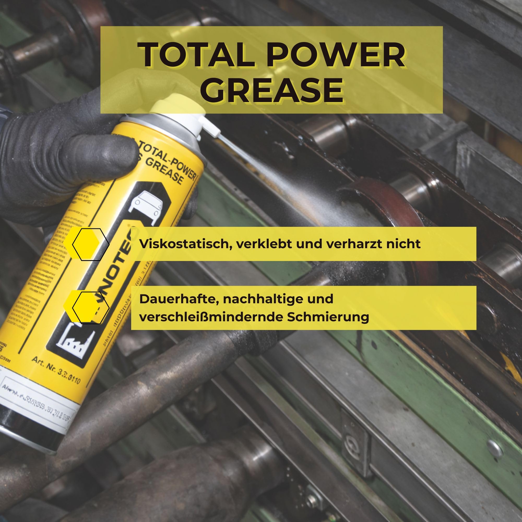 4 Stück INNOTEC Total Power Grease 500 ml – nahezu transparentes, extrem Druck- & temperaturbeständiges Sprühfett, gutes Eindringvermögen, säurefrei, wasserabweisend, zur Schmierung von Metallteilen