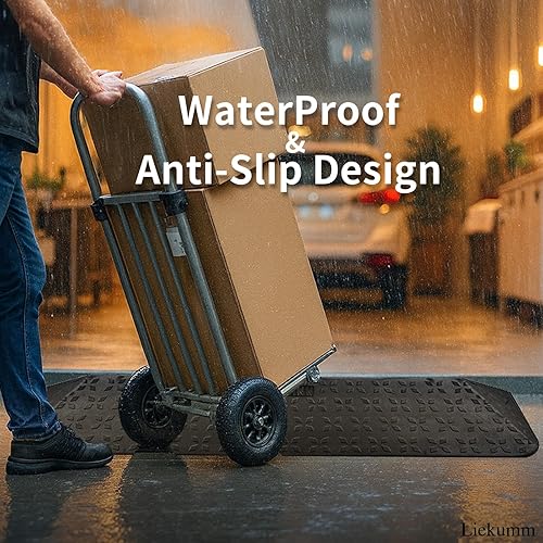 Miniatura 3 de LIEKUMM Rampas de umbral de elevación de 35 pulgadas para puertas, rampa de umbral de puerta de capacidad de 1700 libras, reductor de tira de