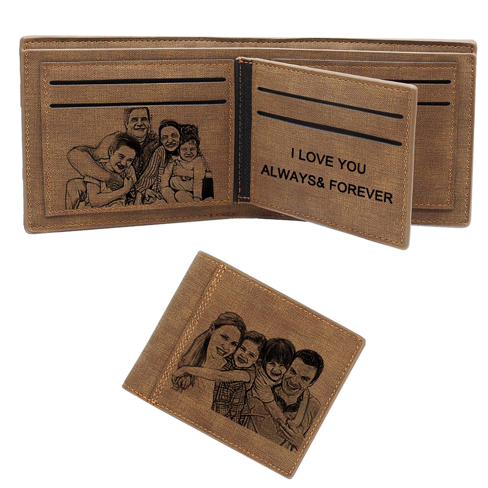 Photo Wallet, Personalized Photo Wallet, Custom Engraved Wallets for Men Personalized Gifts