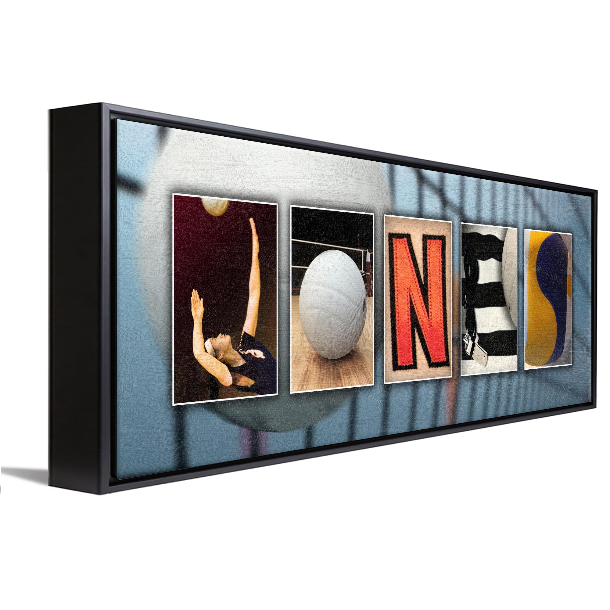 VOLLEYBALL Custom Photo Name Art | Premium Float Framed Canvas | 18”x6