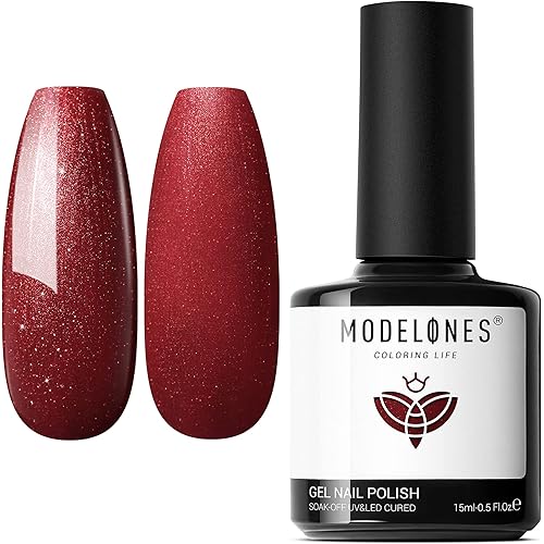 modelones Red Gel Nail Polish, 15ML Burgundy Dard Red Gel Polish Soak Off LED Color Nail Polish, 0.5 Fl Ounce