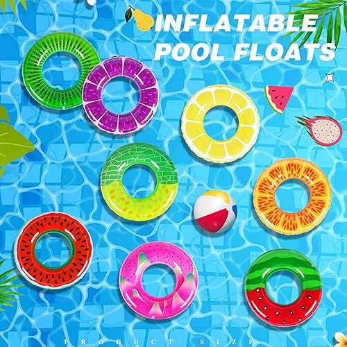 Miniatura 4 de Libima Flotadores inflables de piscina para adultos, anillos de natación, tubos de natación, flotadores para adultos, decoraciones hawaianas