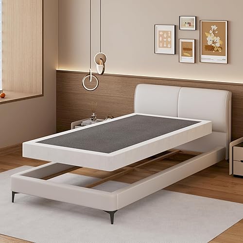 Miniatura 7 de Base de colchón de metal de perfil bajo de 4 pulgadas, base de colchón con cubierta de tela, fácil montaje