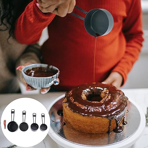Miniatura 5 de Hemoton Juego de 4 tazas medidoras de acero inoxidable para herramienta de medición de cocina seca o líquida
