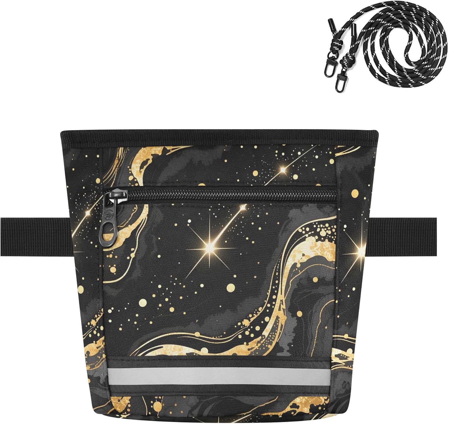 Night Sky Marble Dog Treat Pouch for Pet Training, One-Hand 5 Cup Treat Bag with Magnetic Closure & Waist Belt, Three Ways to Wear