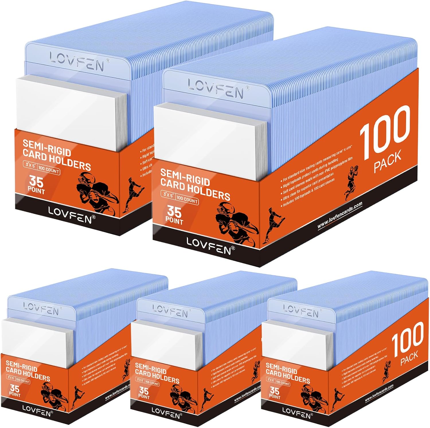 2000ct Card Protectors - 1000 Semi Rigid Card Holders 1000 Card Sleeves, PSA Graded Baseball, Trading, Sports Cards Protector for SGC, BGS, CSG Card Submissions