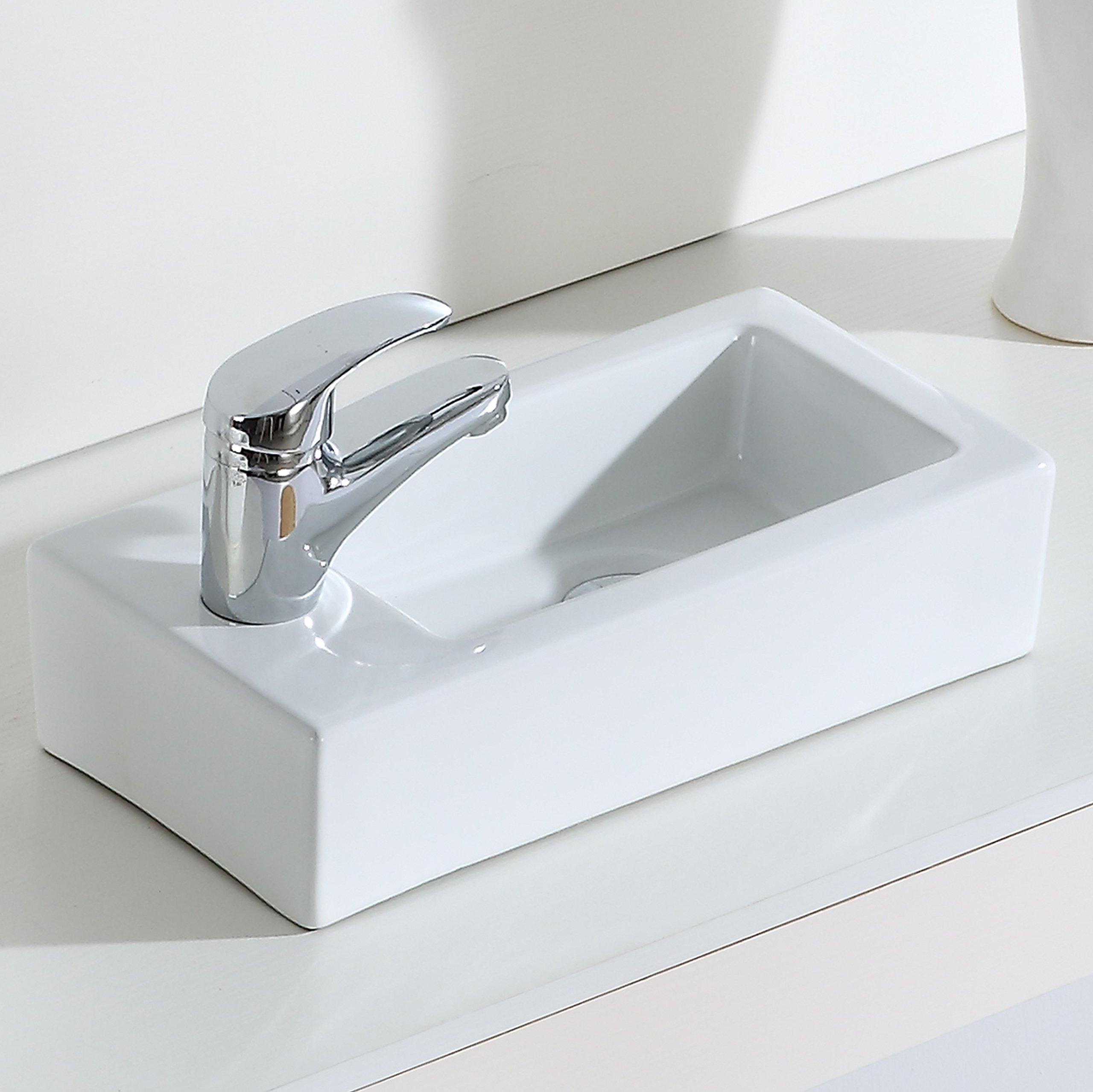 Buy Eridanus Wash Basin Sink, Series VentoLeft, Ceramic Rectangular
