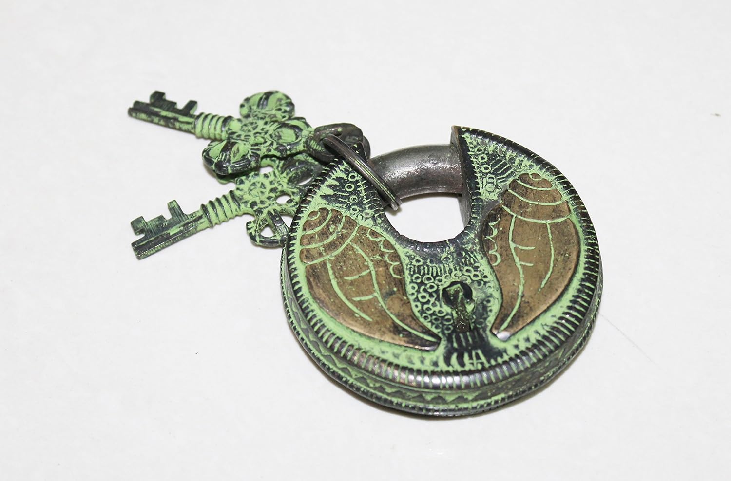 PARIJAT HANDICRAFT Beautifully Eagle Engraved Brass Door Padlock Security Locks with 2 Keys Fully Functional Door Locks