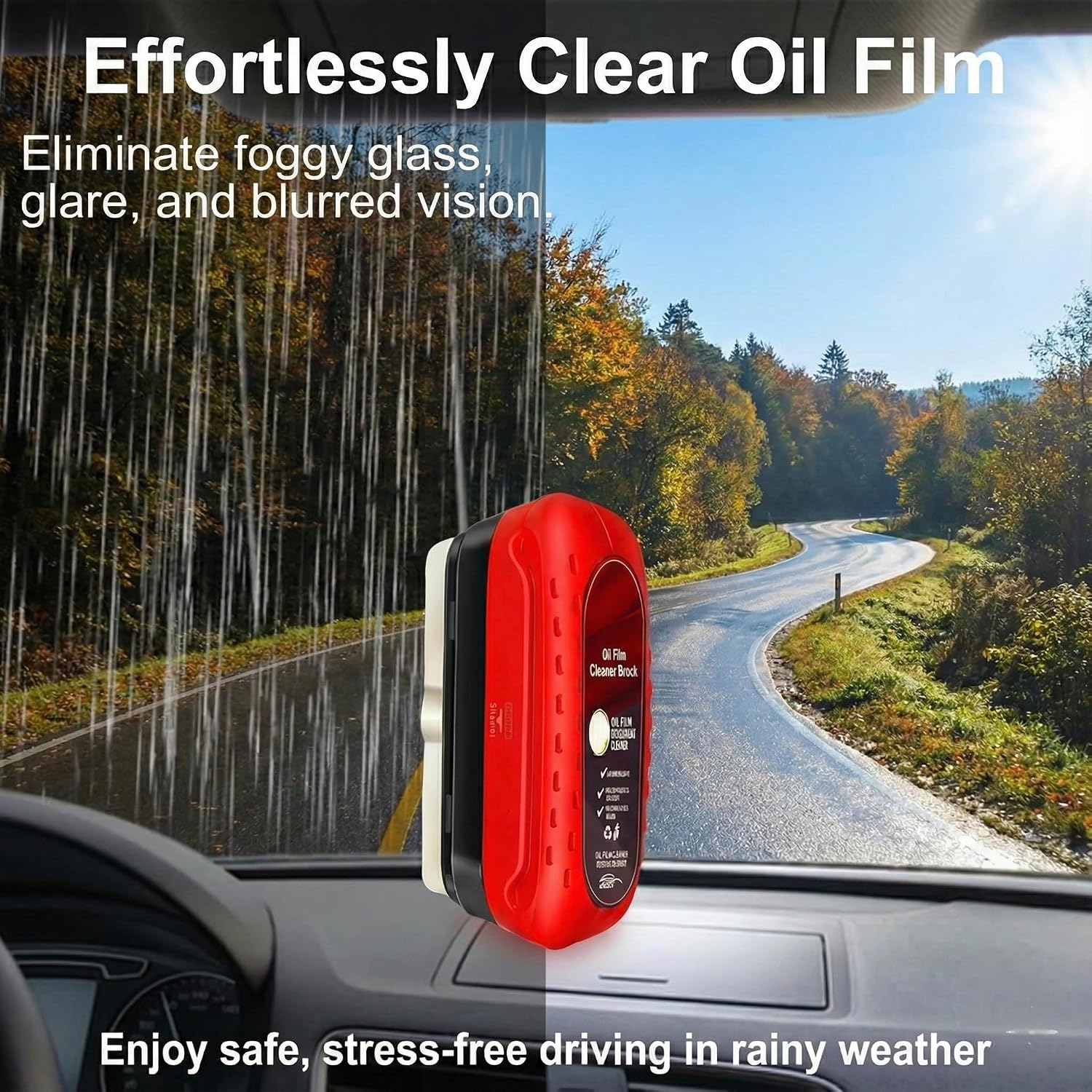 2 PCS Car Windshield Oil Film Cleaner Brush - Hydrophobic Glass Coating Applicator for Crystal Clear Visibility