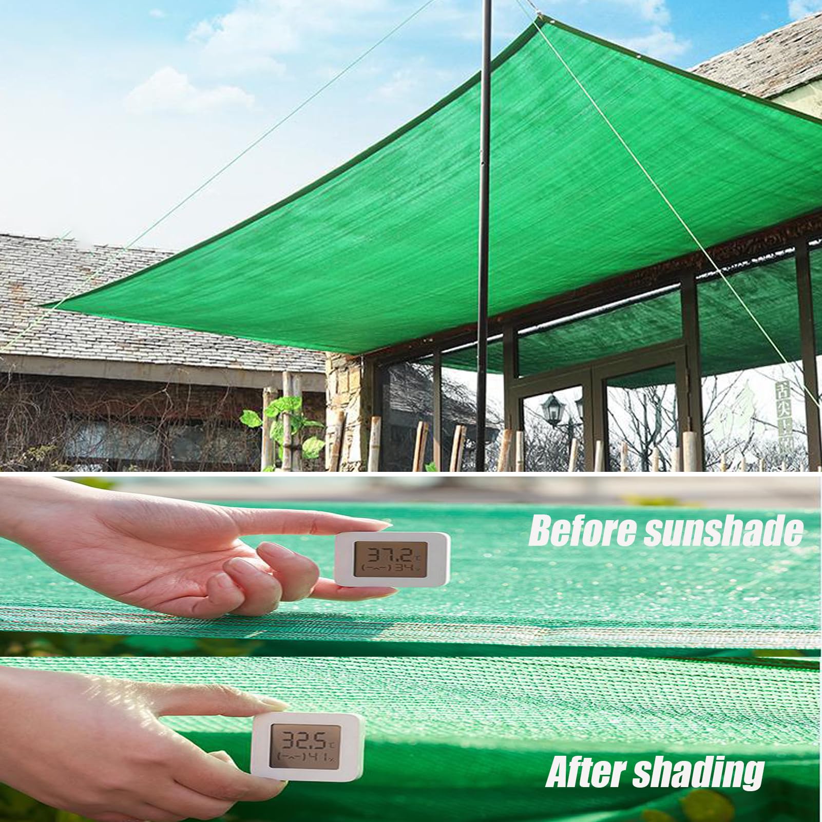 Malla de Sombra Verd Red de Sombra Toldo con Ojales 9x10m Tasa de Sombreado 85-95% Transpirable Impermeable Malla Ocultacion Jardín para Piscinas Exterior Balcón Paño