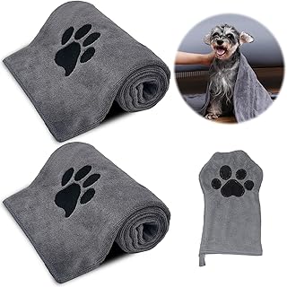 NVGVUP 3 Stück Hunde Handtuch Extra Saugfähig, Grau Hundehandtuch, Hundezubehör Für Hundedusche, Mikrofaser Handtuch für Katzen Kleine Mittelgroße Große Hund(75 x 35 cm) product image