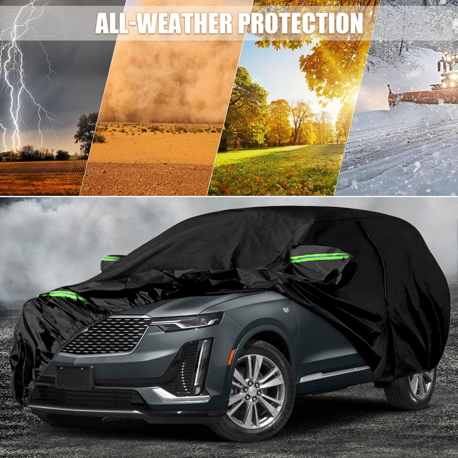 Waterproof Car Covers Replace for 2019-2025 Cadillac XT6, 6 Layers All Weather Car Cover with Zipper Door & Windproof Bands for Snow Rain Dust Hail Protection (XT6)