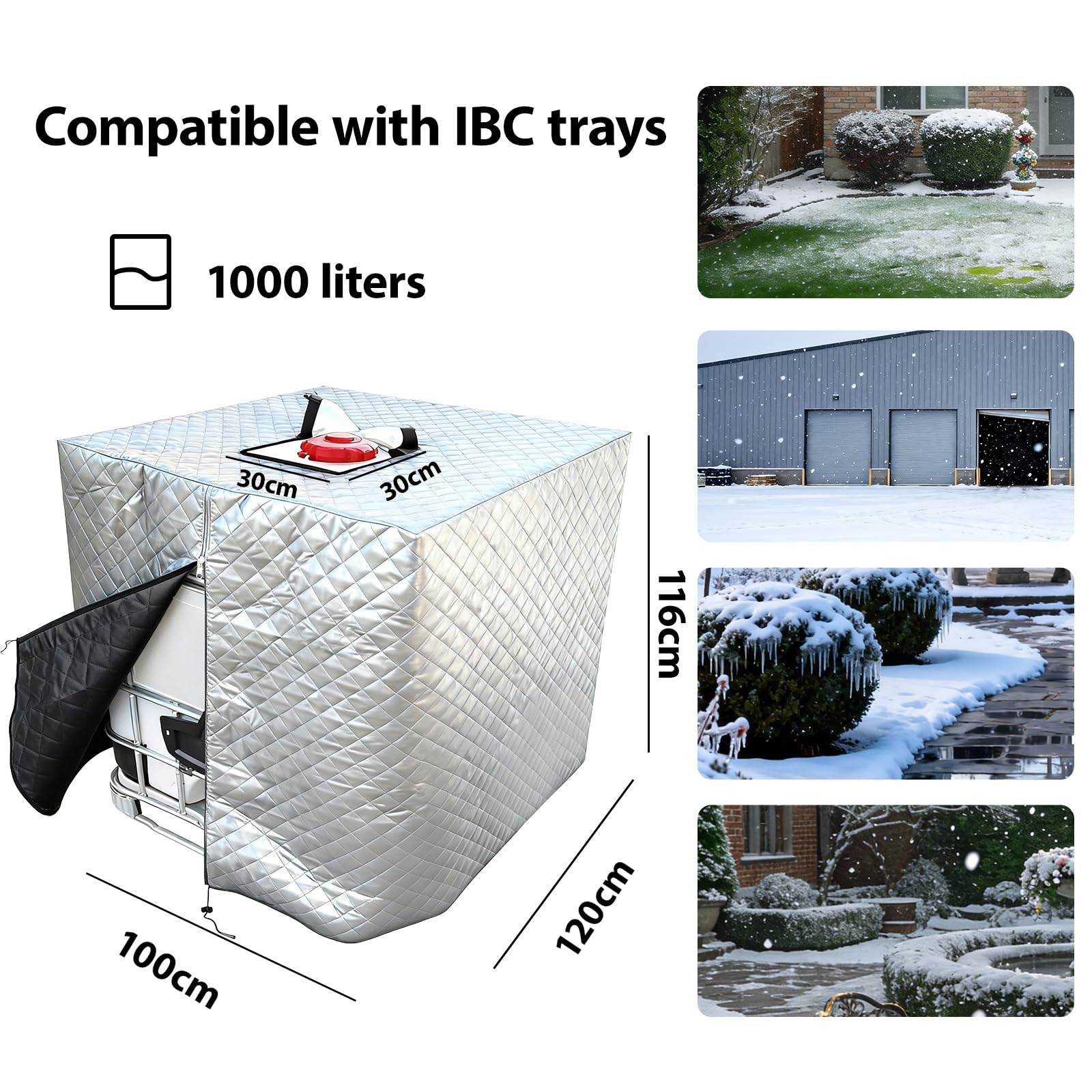 Housse thermique pour réservoir IBC 1000 l - Bâche résistante au gel avec isolation thermique - Housse de protection imperméable pour réservoir d'eau de pluie - Protection UV contre la formation