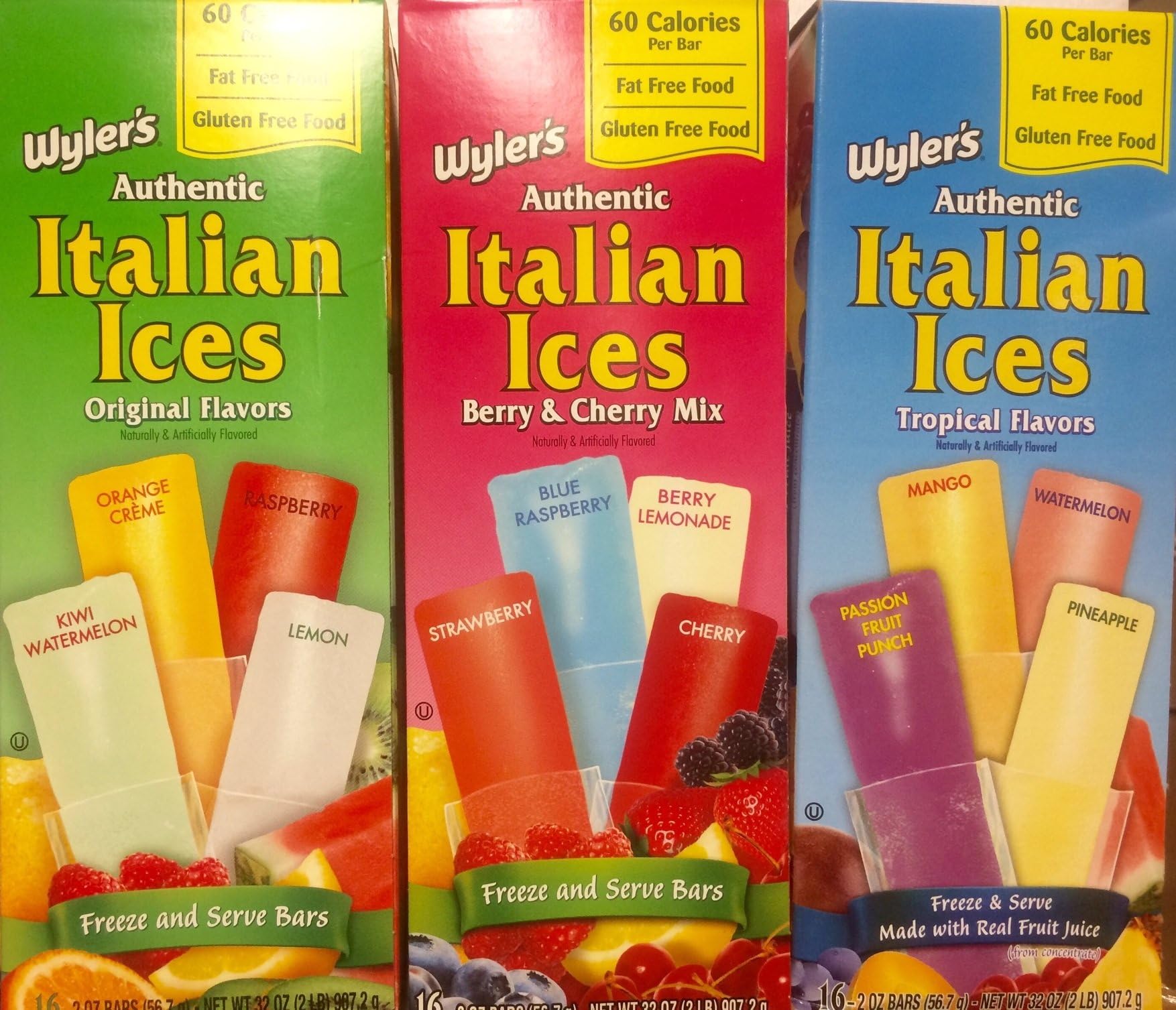 Wyler's Italian Ices Bundle ( Pack of 3 Variety Flavors) Choose Quanity below! ((16)-2oz bars [48 bars total])