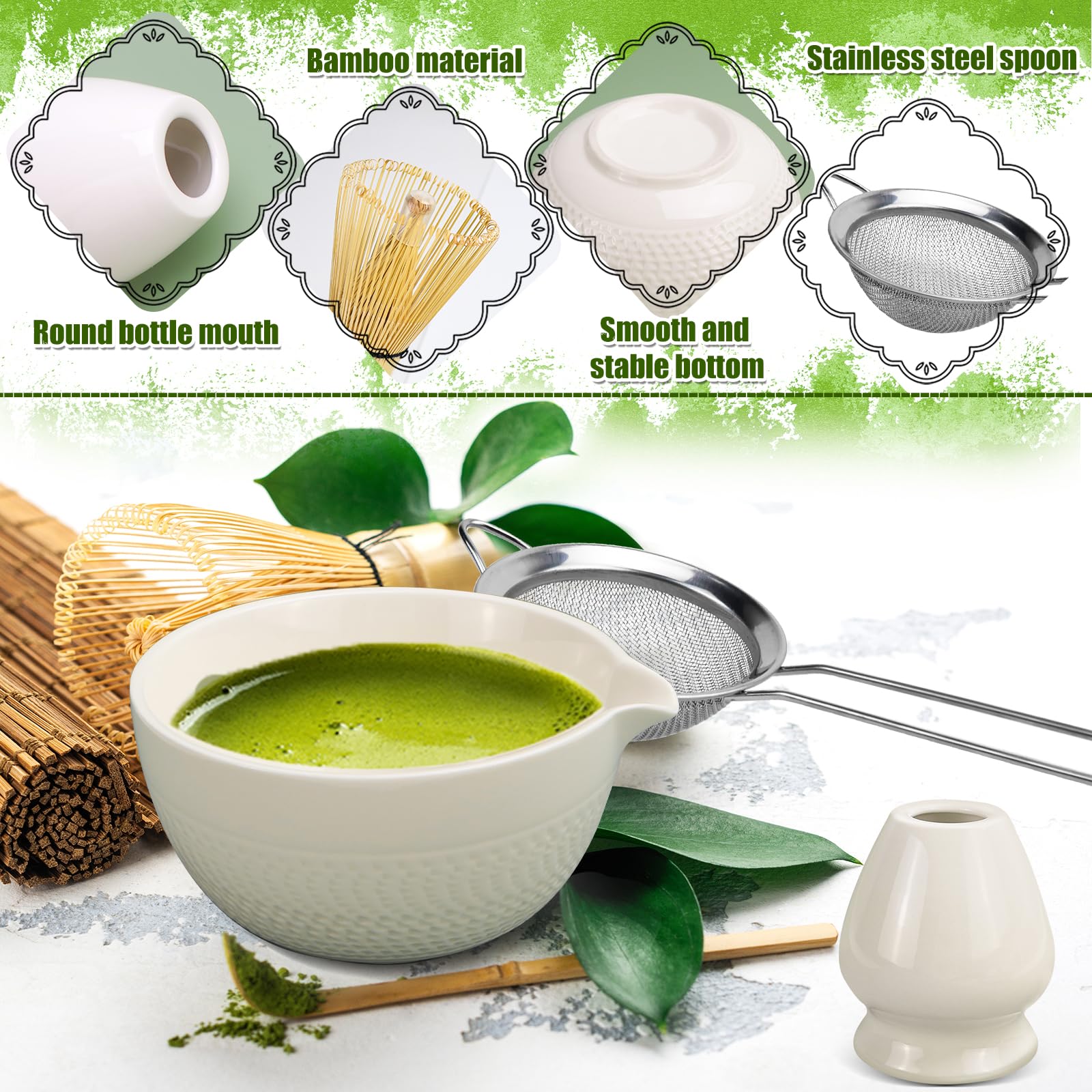 Set Di Scope Per Matcha 6 Pezzi - Include Ciotola E Frusta (chasen) Per La Cerimonia Del Tè, Kit Completo - 2