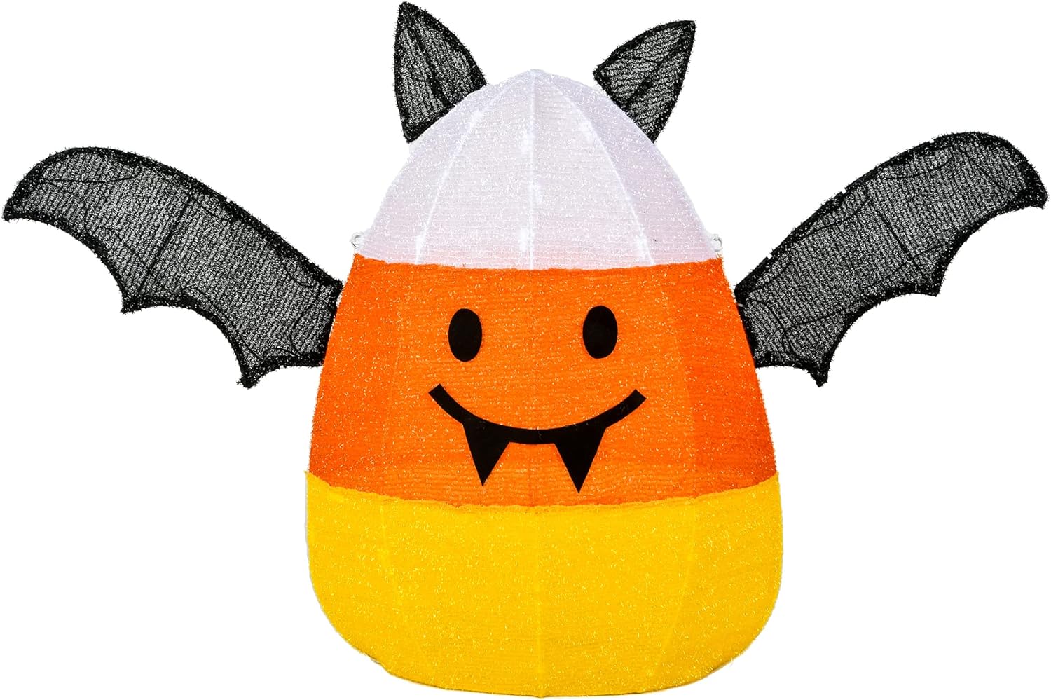 National Tree Company Lawn Decoration, Orange, Candy Corn Bat, LED Lights, Plug in, Halloween Collection, 27 Inches