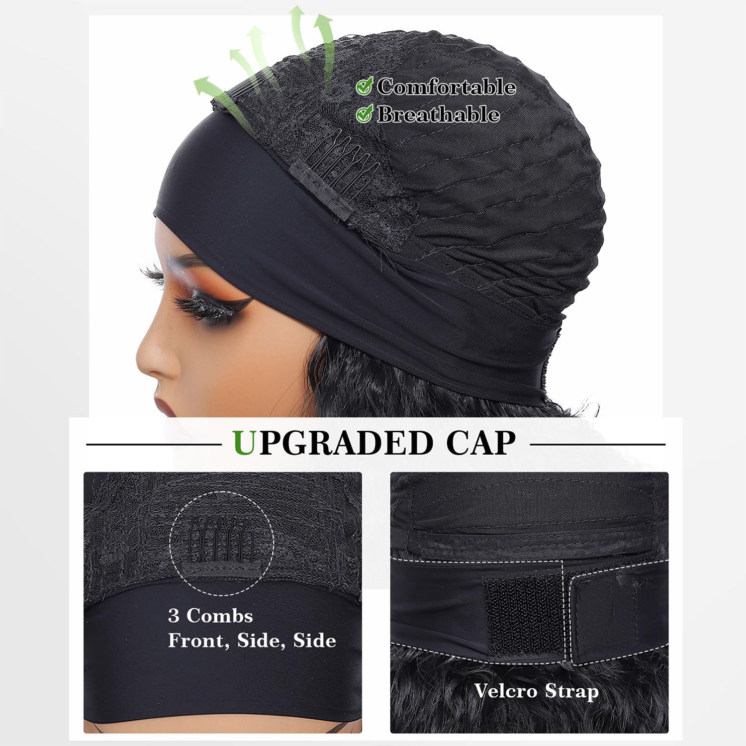 Curly Headband Wig 22 Inch，Afro Curly Wigs for Black Women，Kinky Straight Synthetic Hair with Bouncy Curls In the End，Wear and Go Glueless Half Wig (Natural Color)