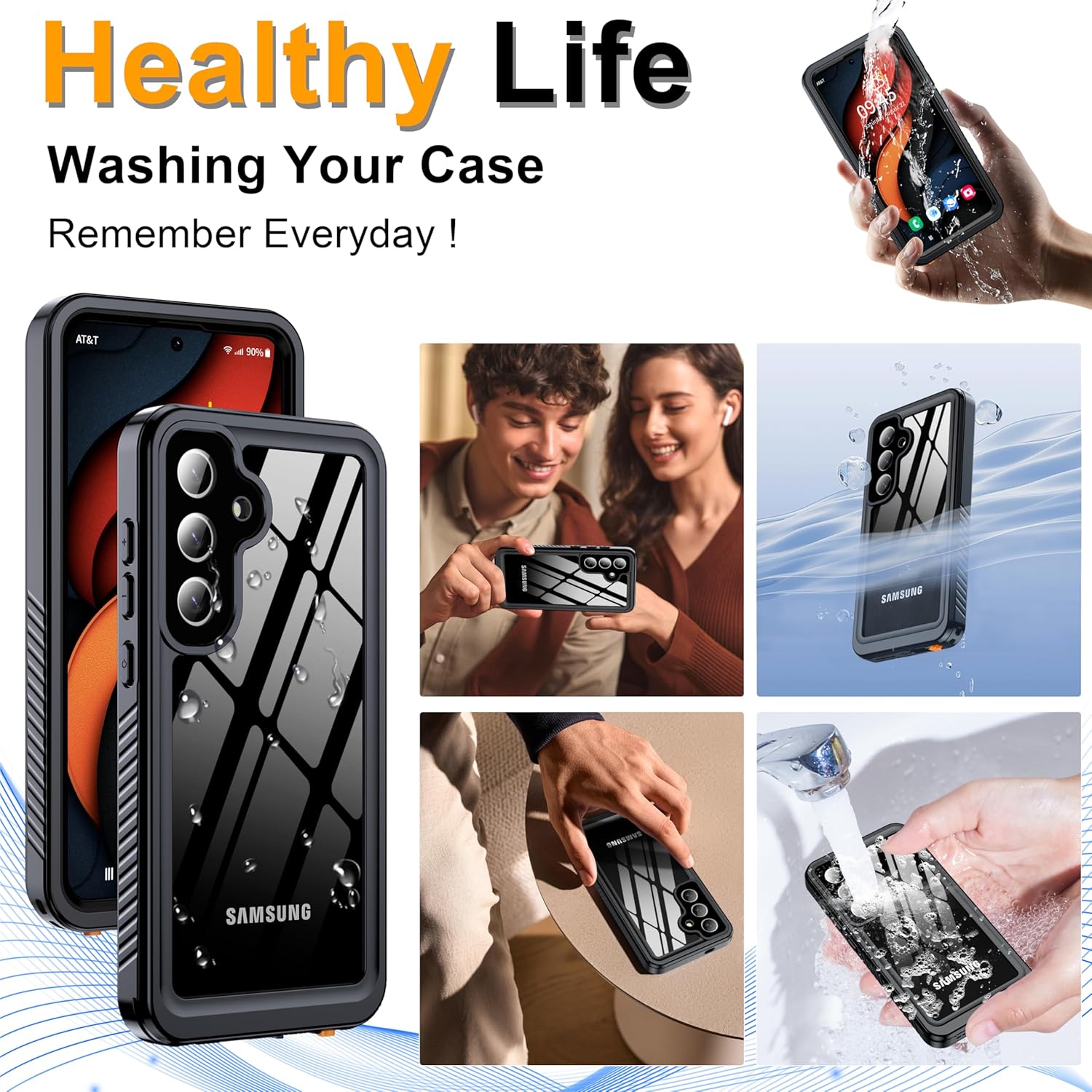 GOLDJU for Samsung Galaxy S25 Plus Case Waterproof,IP68 Waterproof Dustproof Case with Built-in Screen Protector, Full Body Protective Phone Cover for Galaxy S25 Plus 6.6 Inch, Black/Clear